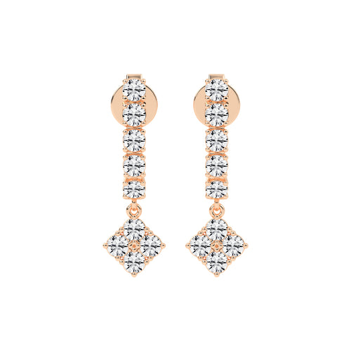 2Ct Round Shape Rose Gold Hoops Earrings