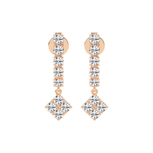 2Ct Round Shape Rose Gold Hoops Earrings