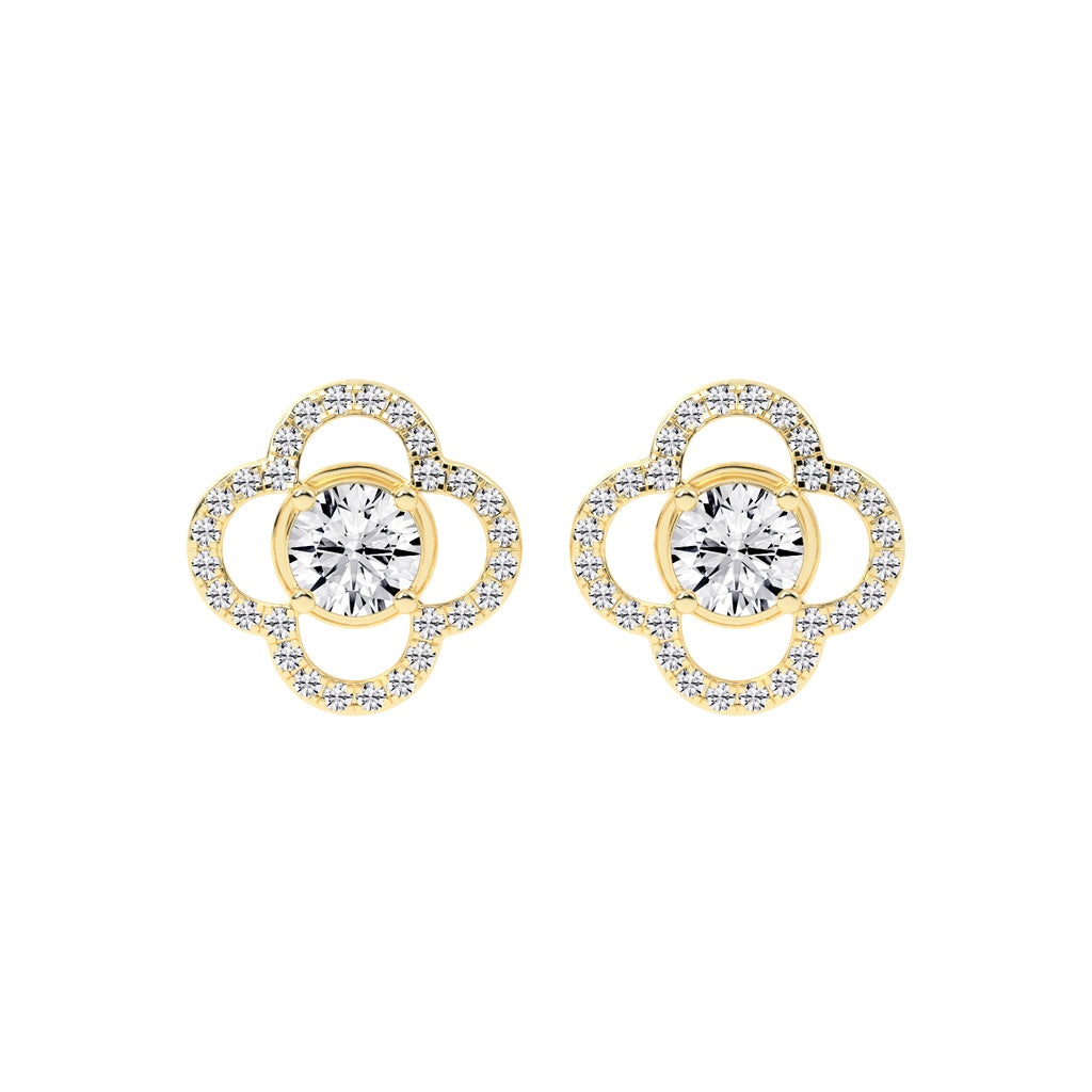 2Ct Round Shape Rose Gold Halo Studs Earrings