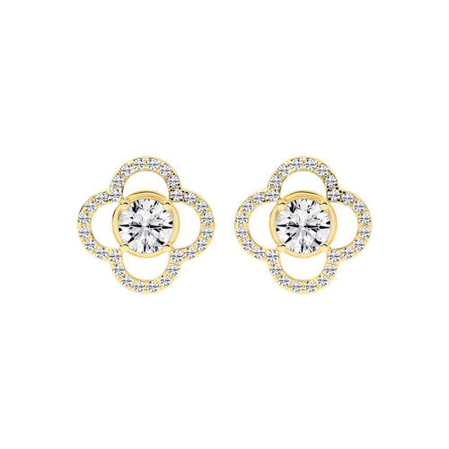 2Ct Round Shape Rose Gold Halo Studs Earrings