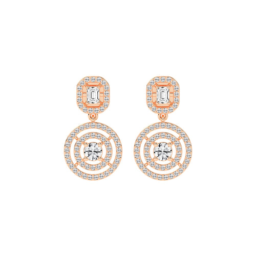 2Ct Round Shape Yellow Gold Dangles Earrings