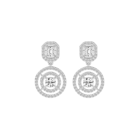2Ct Round Shape Yellow Gold Dangles Earrings