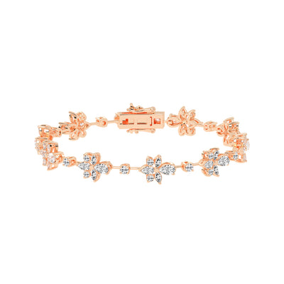Lina Flower Style Pear Cut Fancy Lab Diamond Bracelet