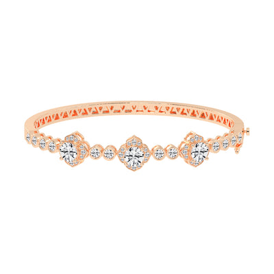 Oria Floral Round Cut Kada Lab Diamond Bracelet