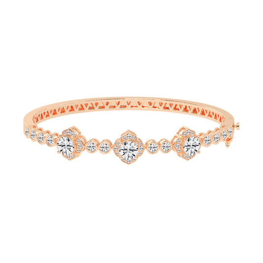 Oria Floral Round Cut Kada Lab Diamond Bracelet