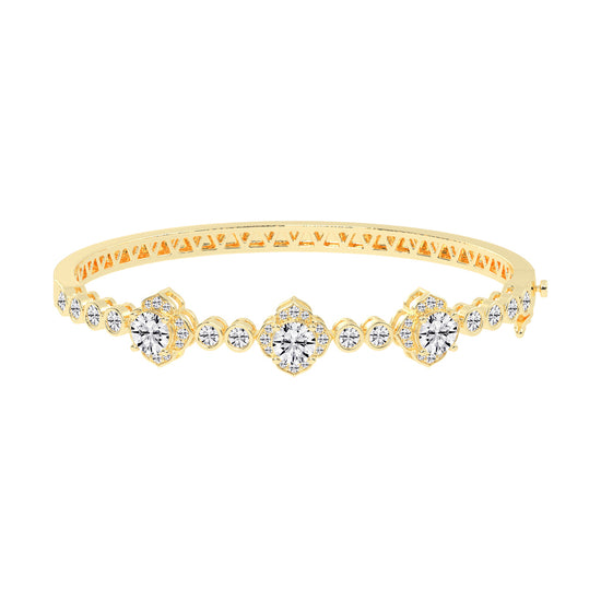 Oria Floral Round Cut Kada Lab Diamond Bracelet
