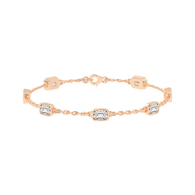 Isola Emerald Cut Link Chain Lab Diamond Bracelet