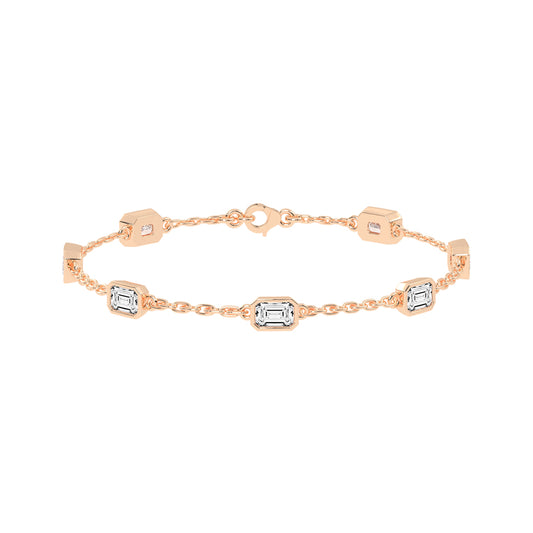 Isola Emerald Cut Link Chain Lab Diamond Bracelet