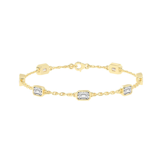 Isola Emerald Cut Link Chain Lab Diamond Bracelet