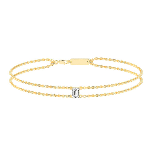 Infinity Charm Emerald Cut Delicate Lab Diamond Bracelet