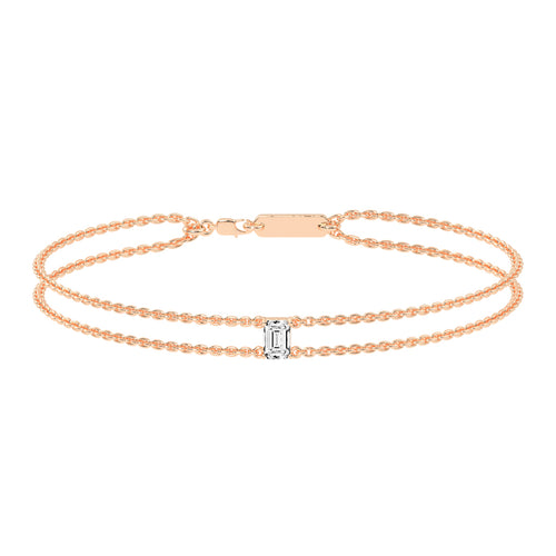 Infinity Charm Emerald Cut Delicate Lab Diamond Bracelet