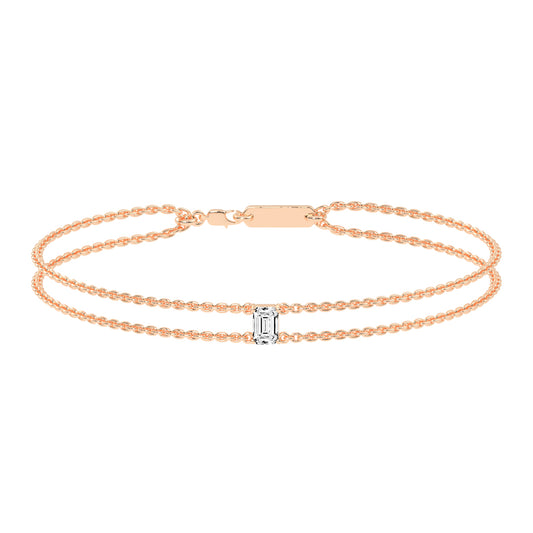 Infinity Charm Emerald Cut Delicate Lab Diamond Bracelet