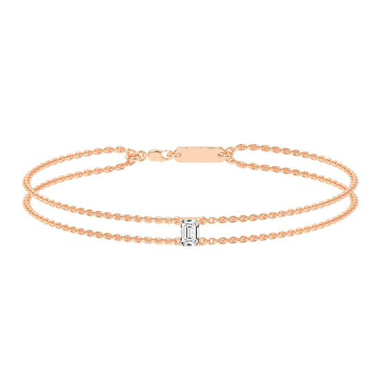 Infinity Charm Emerald Cut Delicate Lab Diamond Bracelet