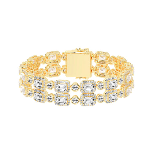 Avelis Double Emerald Cut Fancy Lab Diamond Bracelet