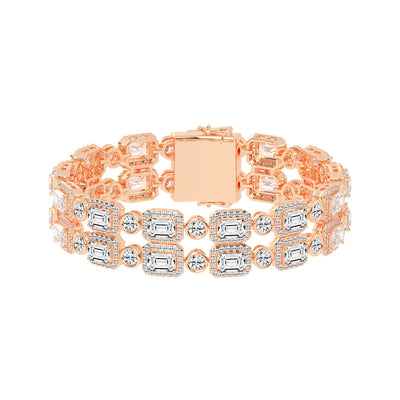 Avelis Double Emerald Cut Fancy Lab Diamond Bracelet