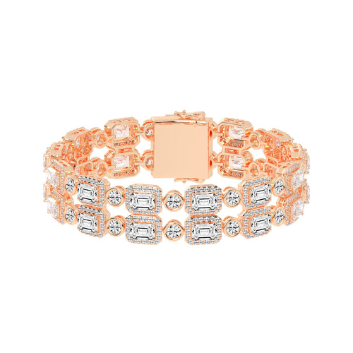 Avelis Double Emerald Cut Fancy Lab Diamond Bracelet