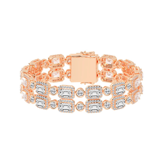Avelis Double Emerald Cut Fancy Lab Diamond Bracelet