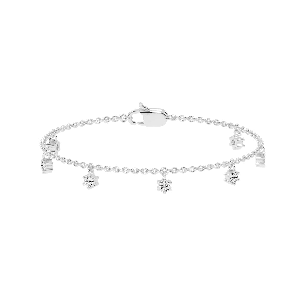 Aurora Belle  Falling Round Cut Delicate Lab Diamond Bracelet