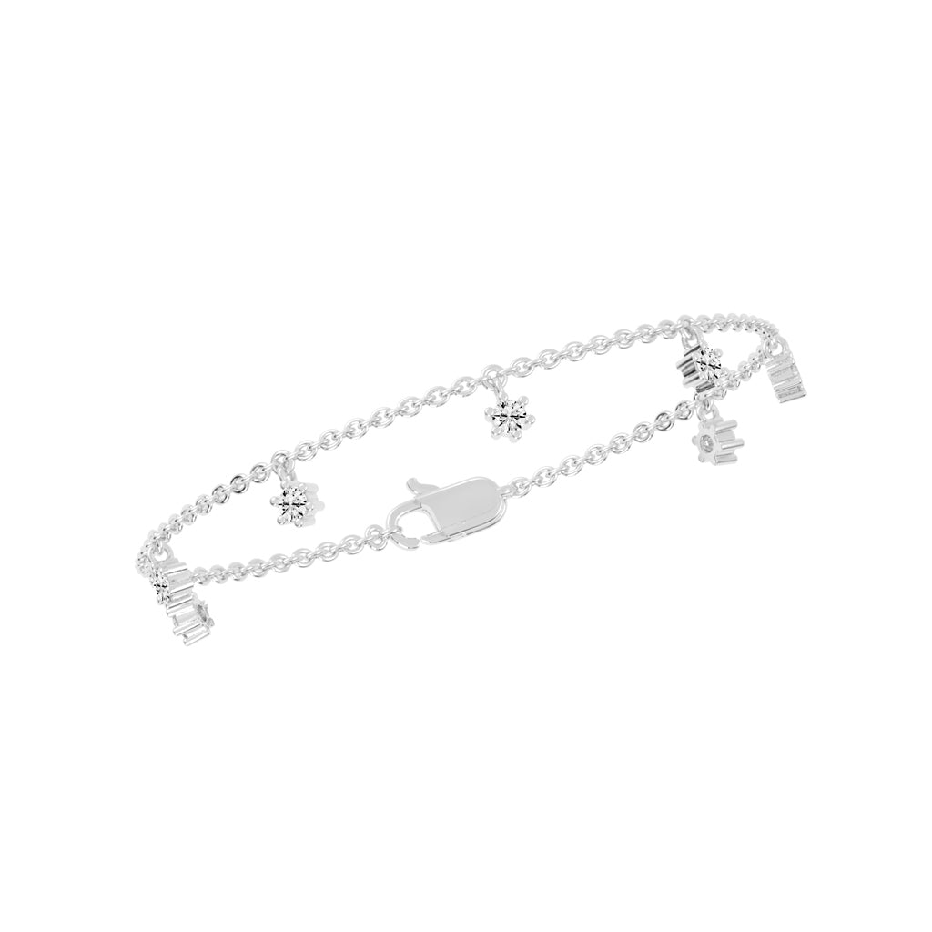 Aurora Belle  Falling Round Cut Delicate Lab Diamond Bracelet