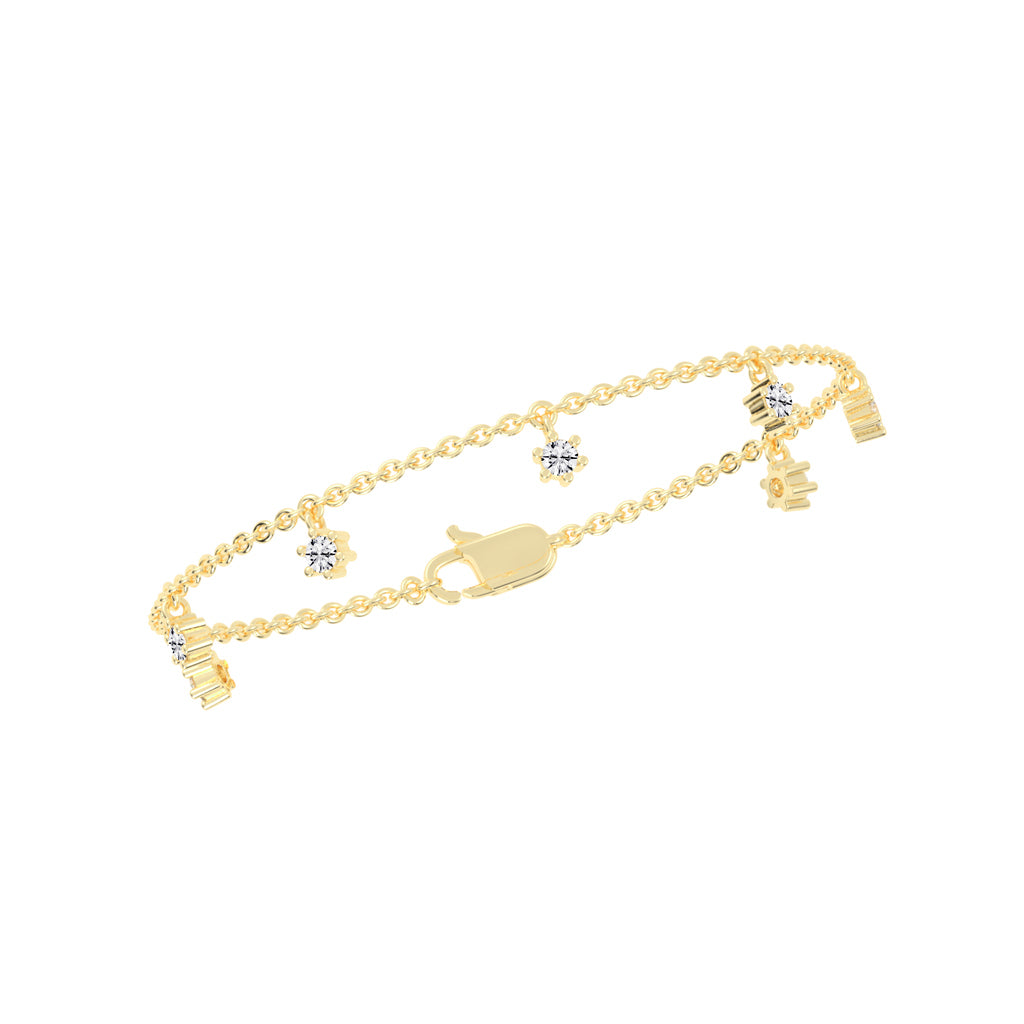 Aurora Belle  Falling Round Cut Delicate Lab Diamond Bracelet