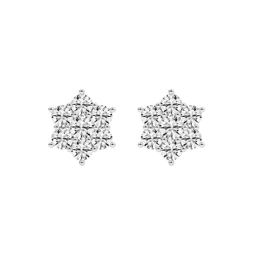Stellar Bloom Diamond Cluster Stud Earrings
