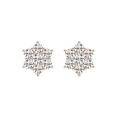 Stellar Bloom Diamond Cluster Stud Earrings