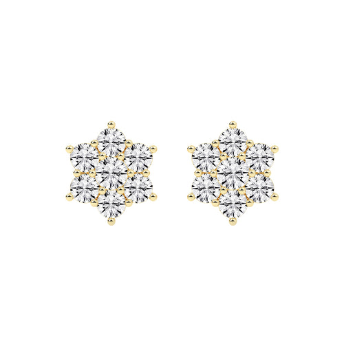 Stellar Bloom Diamond Cluster Stud Earrings