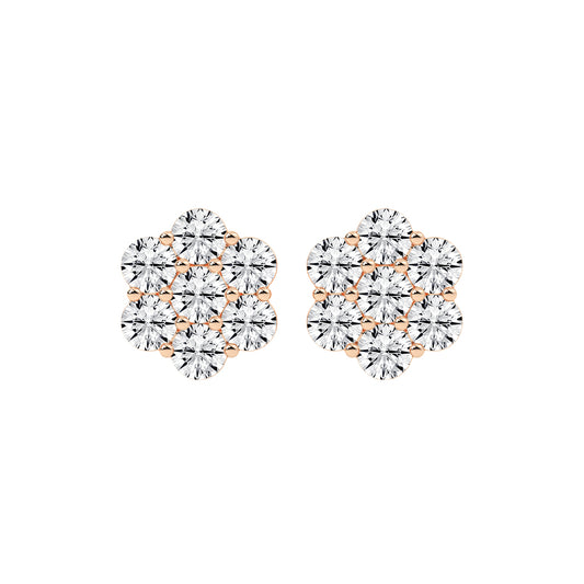 Cosmic Bloom Diamond Cluster Stud Earrings