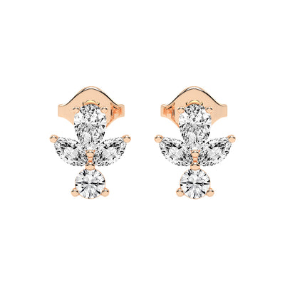 Ethereal Blossom Mixed Cut Diamond Cluster Studs
