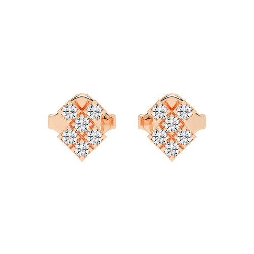 Pave Square Cluster Diamond Studs
