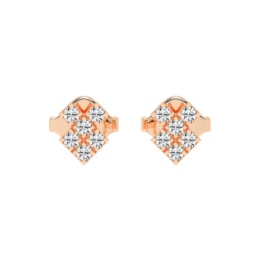 Pave Square Cluster Diamond Studs