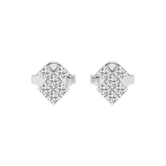 Pave Square Cluster Diamond Studs