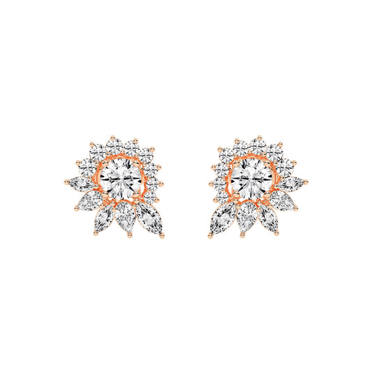 Celestial Bloom Radiating Marquise Diamond Studs