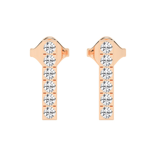 Sleek Linear Sparkle Diamond Bar Studs