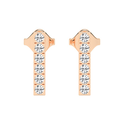 Sleek Linear Sparkle Diamond Bar Studs
