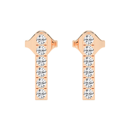 Sleek Linear Sparkle Diamond Bar Studs