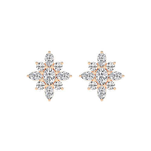 Radiant Petal Burst Mixed Cut Diamond Studs