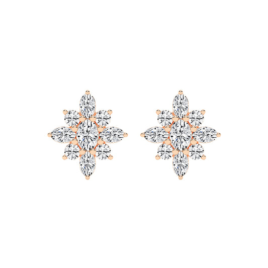 Radiant Petal Burst Mixed Cut Diamond Studs