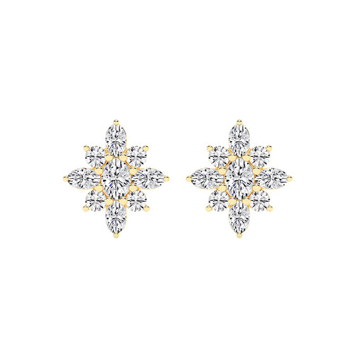 Radiant Petal Burst Mixed Cut Diamond Studs