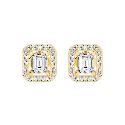 Regal Emerald Halo Diamond Studs