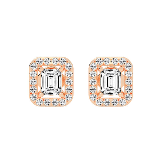 Regal Emerald Halo Diamond Studs