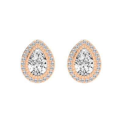 Magnificent Double Halo Pear Diamond Studs