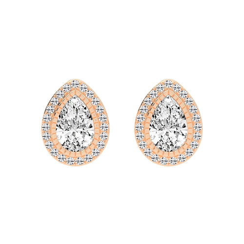 Magnificent Double Halo Pear Diamond Studs