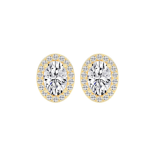Elegant Oval Halo Brilliance Diamond Studs