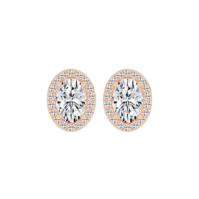 Elegant Oval Halo Brilliance Diamond Studs