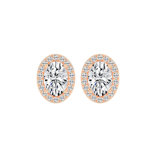 Elegant Oval Halo Brilliance Diamond Studs