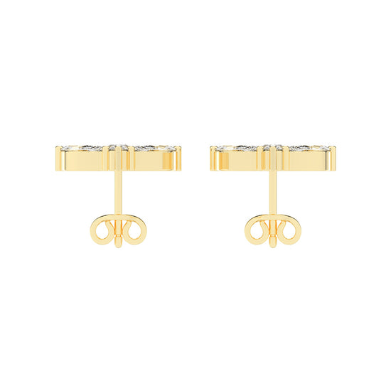 Elegance Petals Marquise Round Diamond Cluster Studs