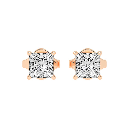 Princess-Cut Solitaire Studs