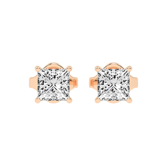 Princess-Cut Solitaire Studs