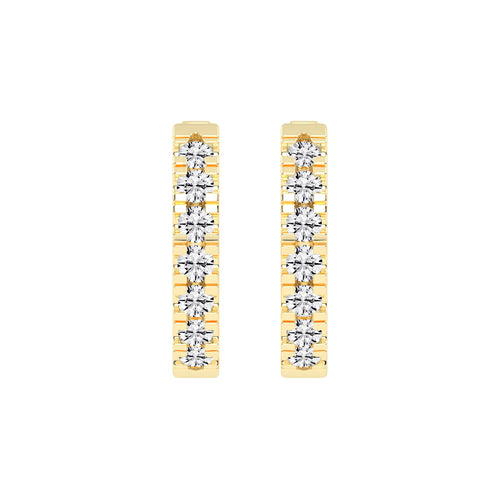 Triple Row Pave Hoop Earrings